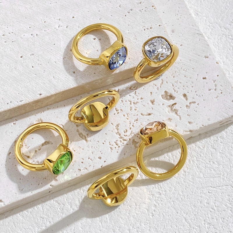 New Diamond Square Crystal Ring New Live Fashion Exquisite Shining Multi-Faceted Hand Ornament Ring - Image 3